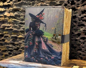 400 Pages Girl leather journal Book of Shadows, Leather Grimoire Journal | Vintage Witchcraft Diary, Feminine Spell book, Wiccan Journal