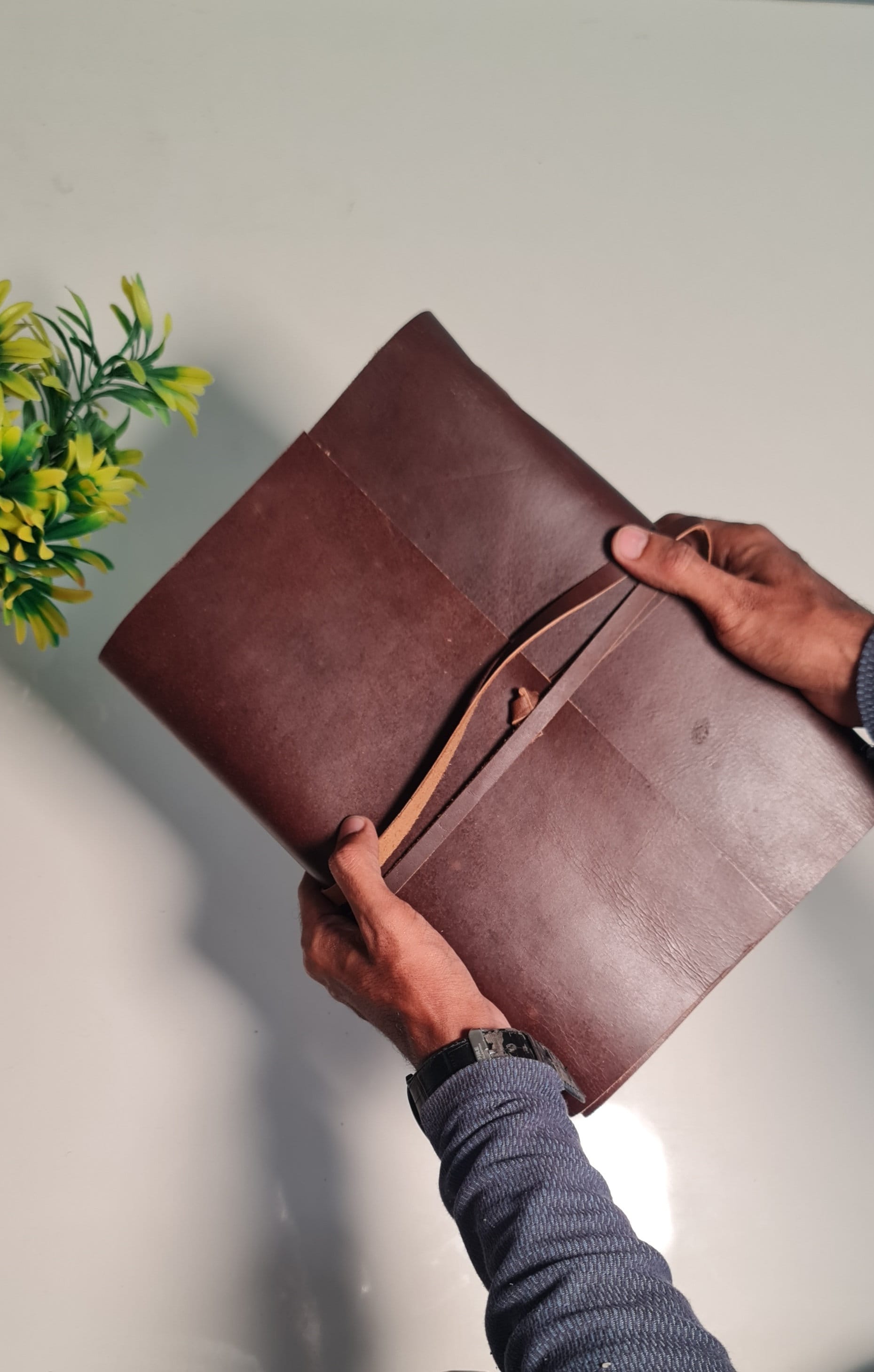 Extra Large Leather Journal, Personalized 12X9" A4 Leather Handmade Notebook, Recipes Book, Sketchbook, Gift for Her