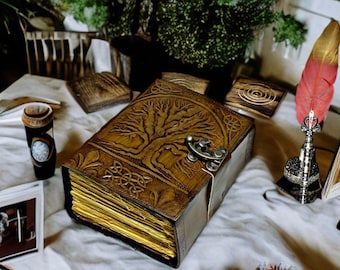 Tree of Life Leather Journal: Embossed Celtic Grimoire with Deckle Paper