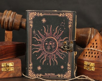 Personalized Sun Goddess Leather Grimoire: 400-Page Spell Book