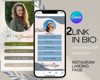 Canva Link in Bio Template, Instagram Landing Page (Digital Download)