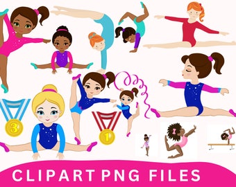 Gymnastics Girl Clipart Bundle, Scrapbook Graphics (Instant Download)