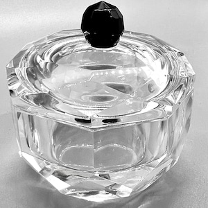 Vintage Crystal Lidded Trinket Box: Small Jewelry Box