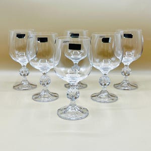 Verres à vin vintage en cristal de Bohême - Lot de 3 tiges taillées en facettes