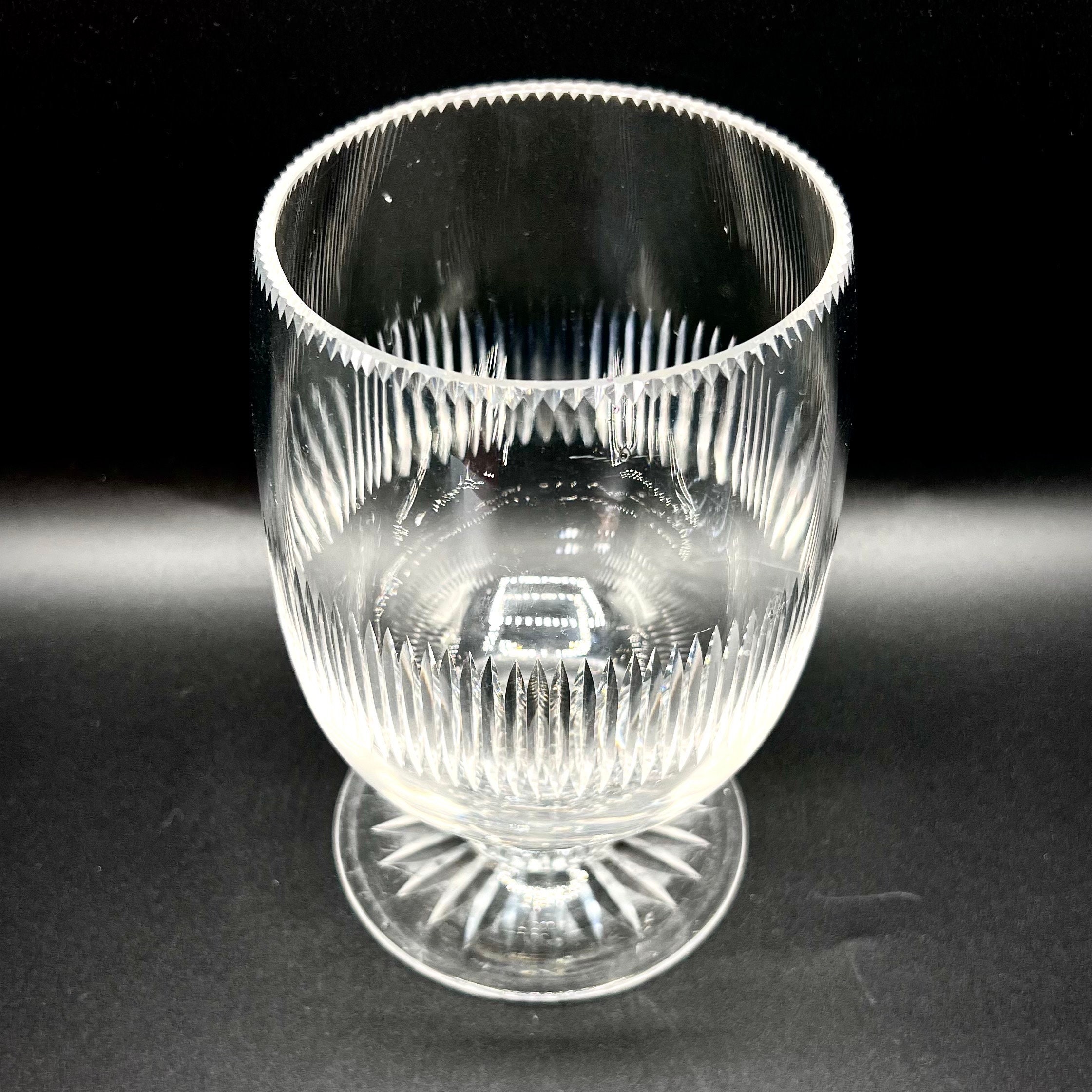 アンティークカットクリスタル台座花瓶：星型ベース付き特大ゴブレット