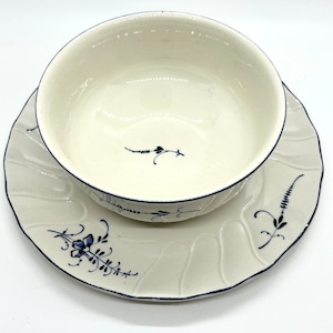 Villeroy & Boch Vieux Luxembourg Bowl and Saucer: Blue Floral Porcelain