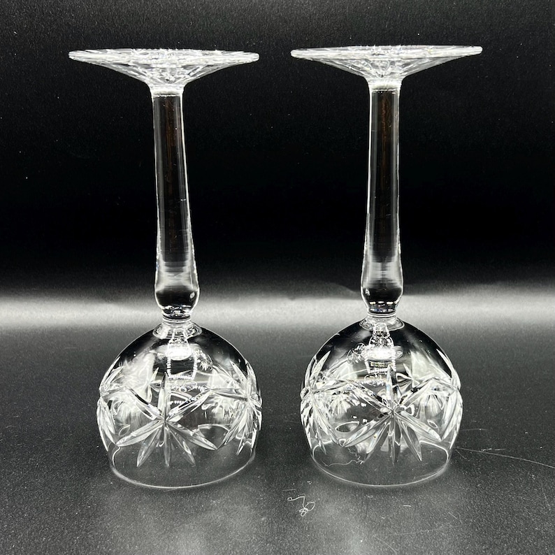 VINTAGE HOCK WINE Glasses, Tall Bohemian Style Cut Crystal White or Red