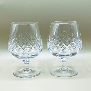 VINTAGE Cognac or Brandy GLASSES, Stuart crystal, set of 2 cut crystal snifter glasses