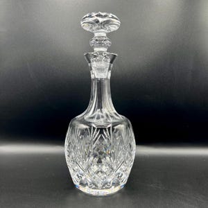 Vintage Cut Crystal Decanter: Elegant Barware with Mushroom Stopper