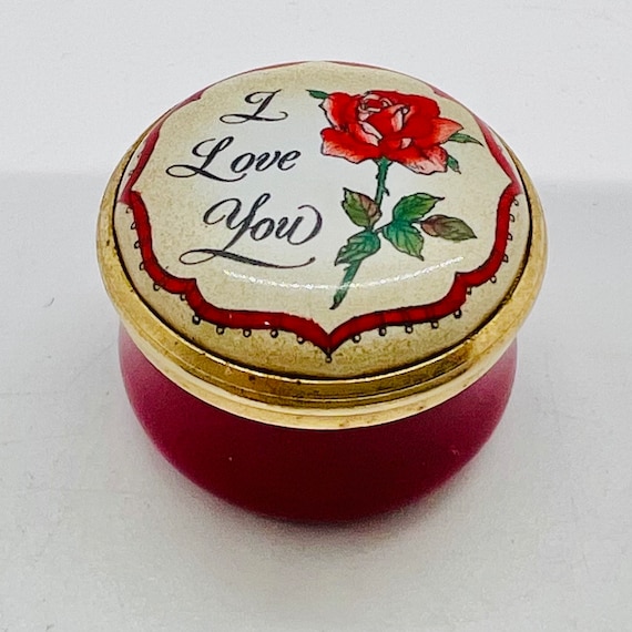 Halcyon Days I Love you with a Rose English Enamel