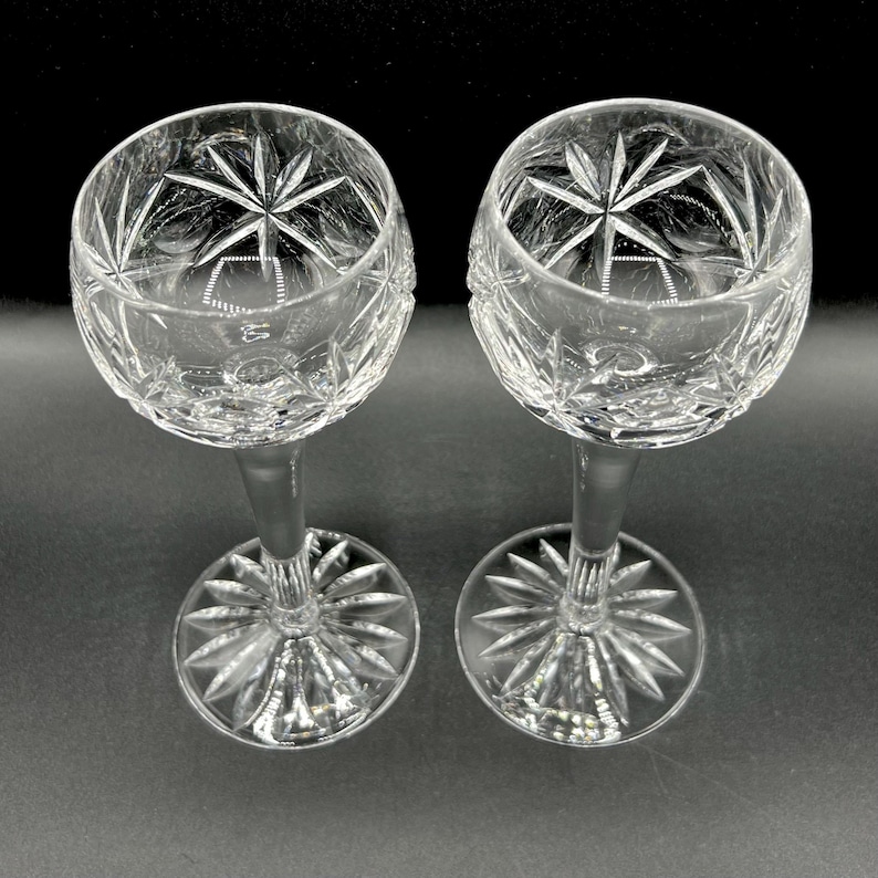 VINTAGE HOCK WINE Glasses, Tall Bohemian Style Cut Crystal White or Red