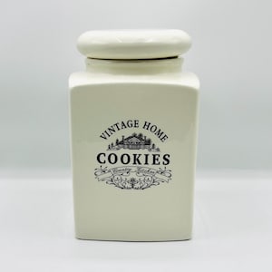 Vintage cookie biscuit jar large ceramic storage pot with lid, Vintage Home Cookies, Country Kitchen