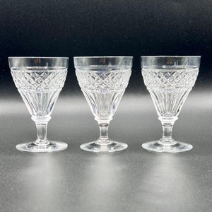 ANTIQUE CORDIAL GLASSES, small port or sherry Glasses, liquor or spirit glasses, set of 3, short stem diamond cut  toasting glasses