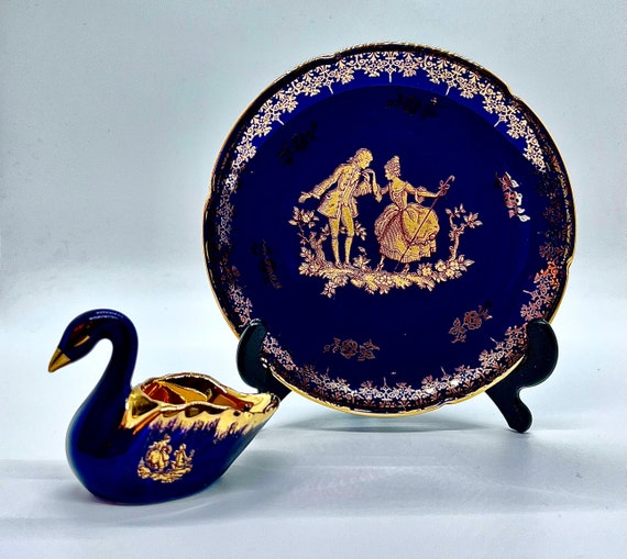 Vintage porcelain Limoges France swan shaped bowl… - image 1