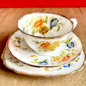 Vintage Royal Albert Trio Set: Englische Bone China-Tasse, Unterteller & Teller