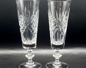 Vintage Cut Crystal Champagne Flute glasses, toasting Prosecco bubble glasses, Vintage Barware, height  cm