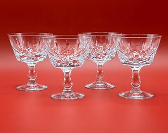 VINTAGE COUPE GLASSES,  cut crystal dessert wine or port glasses, set of 4