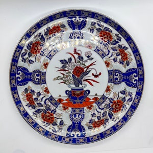 Vintage Blue & White Gilded Chinese Porcelain Plate