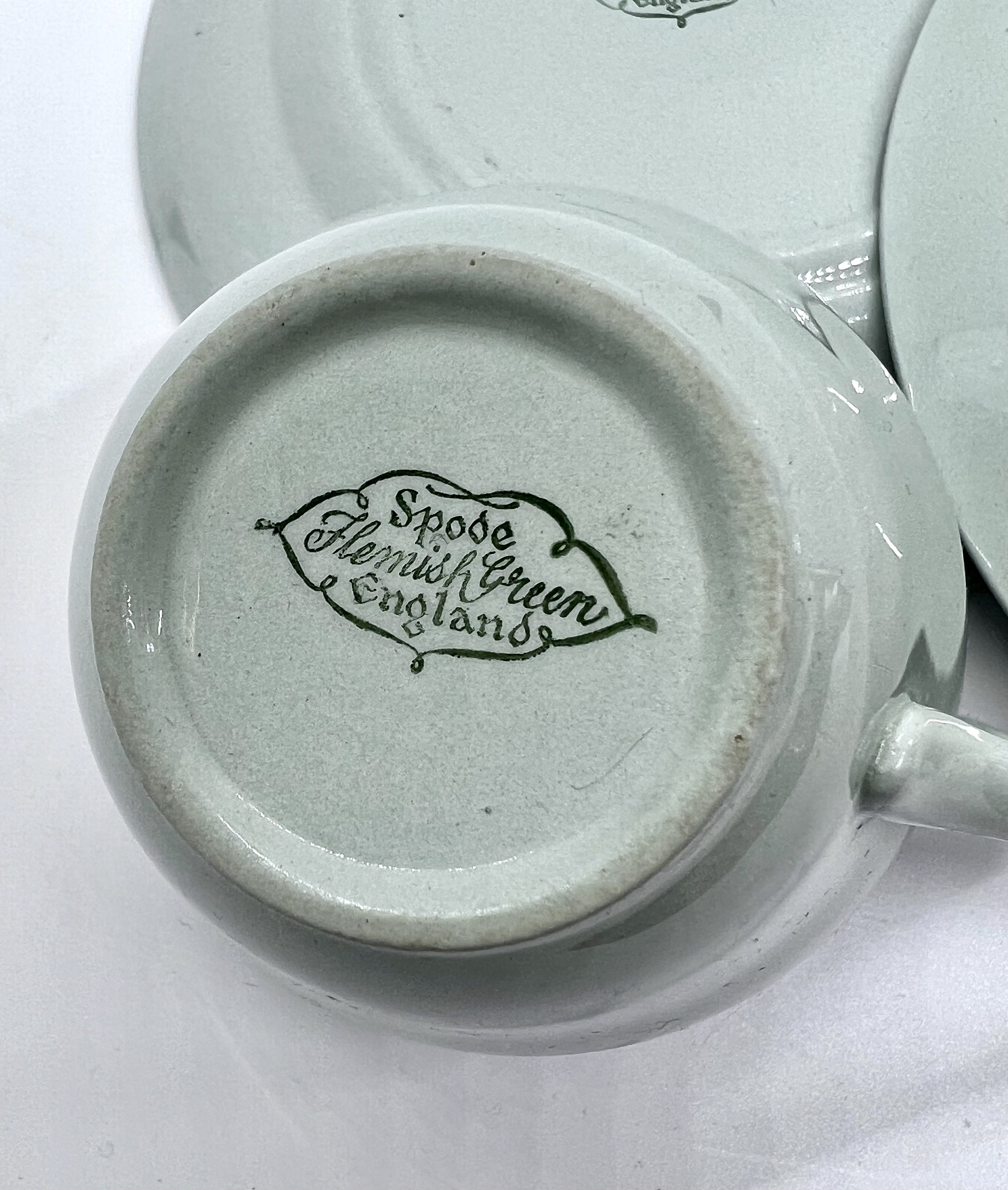 Antique Spode Bone China Teaset: Flemish Green Trio - Etsy