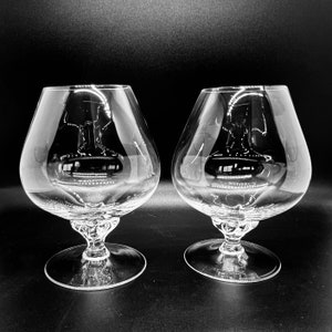 Vintage Hand Blown Snifter Glasses: Swirl Stem Brandy Cognac Set
