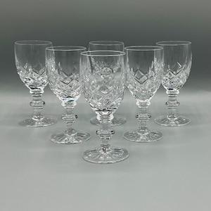 VINTAGE LIQOUR GLASSES, diamond cut cordial Glasses, set of 6 vintage crystal barware, toasting large shot glasses