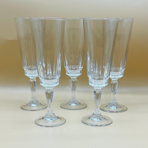 Vintage Cristal d&#39;Arques Champagne Flutes: Diamond Cut Crystal, Set of 5