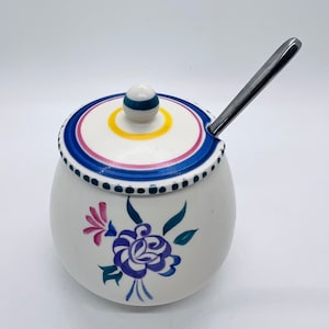 Antique Poole Pottery Lidded Jam Pot: Collectible Preserves Bowl