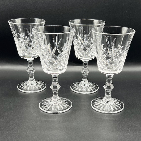 グラス✖️4個 カット入り コバルトブルー カットガラス ワイングラス