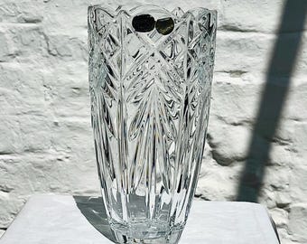Vintage Bohemia Crystal Vase, Elegant cut lead crystal vase, 24% pbo, Home Decor, Height 19 cm