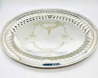 VINTAGE SERVERINGSFAT, Försilvrad fat, oval formad displayfat i edwardiansk stil, längd