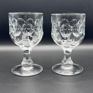 Antique Victorian Pressed Glass Goblets: English Rummers, Set of 2
