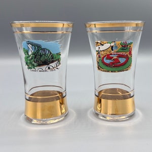 Vasos vintage dorados: copas de licor retro, juego de 2, fabricados en Inglaterra