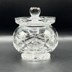 Small Vintage Cut Crystal Lidded Pot, Mustard Condiment jar .