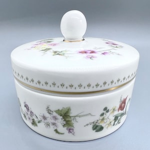 Pot à bijoux en porcelaine de Chine, motif Mirabelle, boîte à couvercle, idée cadeau pour elle, boîte ronde en porcelaine vintage