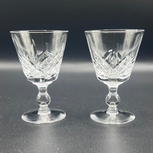Vintage Cut Crystal Cordial Glasses - Set of 2 Stemmed Liquor Glasses