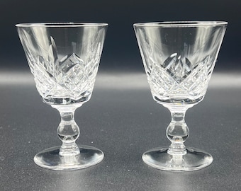 Vintage Cut Crystal Cordial Glasses - Set of 2 Stemmed Liquor Glasses