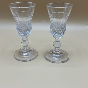 Rare vintage liqueur, shot spirit glasses, set of 2 thistle shaped antique glasses, height 10.2 cm