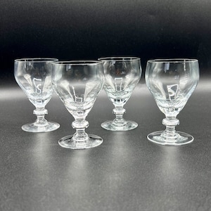 VINTAGE CORDIAL GLASSES -  Liquor glass or small Port Glass, plain cocktail bar toasting glasses, set of 4, height 9 cm