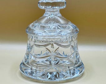 HEAVY CUT CRYSTAL Bonbon – Lidded Vintage Sugar Bowl or Candy Dish With Starburst and Fan Cutting, 1kg Weight