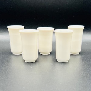Vintage ceramic sake cups, set of 5, handmade Japanese ceramic porcelain mugs, tumblers for hot sake - shots or tea, Asian serve ware