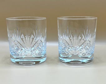 Vintage cut Crystal WHISKEY TUMBLERS, Old Fashioned Tumbler Glasses,  Vintage barware, unsigned, height 9 cm, capacity 250 ml, 9 oz