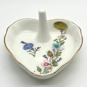 Vintage Aynsley Bone China Ring Dish: Wild Tudor Heart Tray
