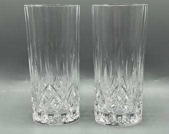Vintage Cut Crystal Highball Glasses: Heavy Long Drink Tumblers