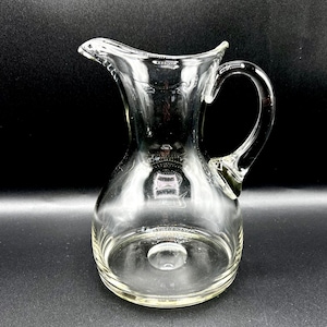 Vintage Hand Blown Glass Jug: Large Water Pitcher, Made in England