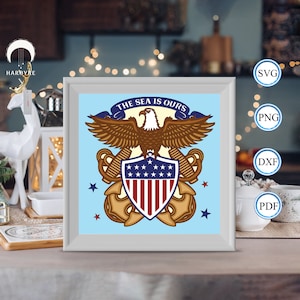 Scatola con ombra blu navy 3D, per Silhouette, file per Cricut, cartoncino SVG, modello di taglio della carta