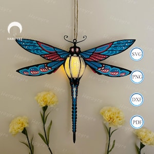 Libelle Laterne SVG für Cricut Projekt DIY, Tier Schattenbox, Laterne Libellenlampe für Wohnkultur