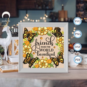 Citazione di amicizia in 3D, Shadow Box, per Silhouette, File per Cricut, Cartoncino SVG, Modello di ritaglio cartaceo 2