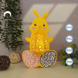 Lustige Ostern Küken Laterne SVG für Cricut Projekt DIY, Ostern Schattenbox, Laterne Lustige Ostern Lampe für Wohnkultur