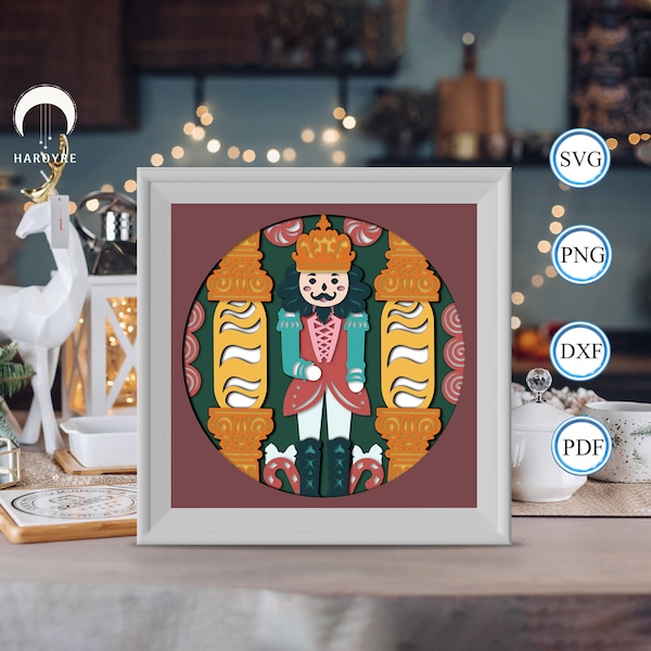 Nutcracker shadow box svg, Nutcracker paper cut light box, shadow box template for Cicut DIY, 3D light box SVG handmade 2