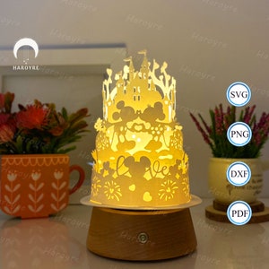 Lanterne d'amour de souris SVG pour projet Cricut DIY, boîte d'ombre de la Saint-Valentin, lampe dôme de lanterne pour la décoration de la Saint-Valentin